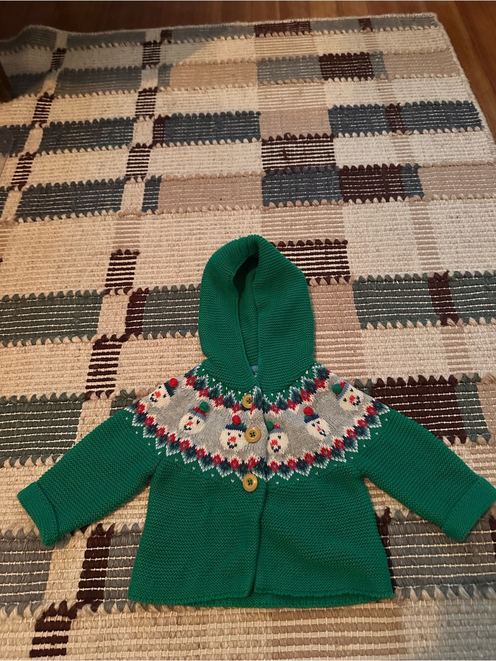 Baby Boden Fair Isle Snowman Sweater Cardigan